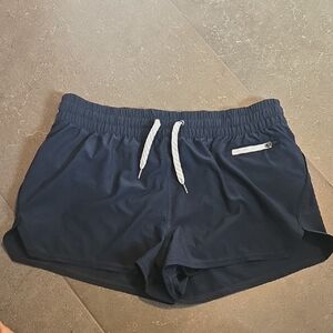 Vuori Dark Blue Athletic Shorts with White Accents